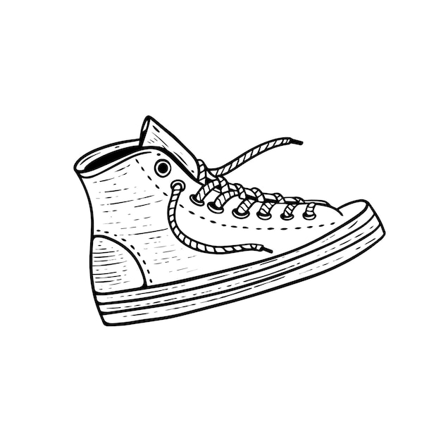 A sketch of a shoe with the word shoe on it.