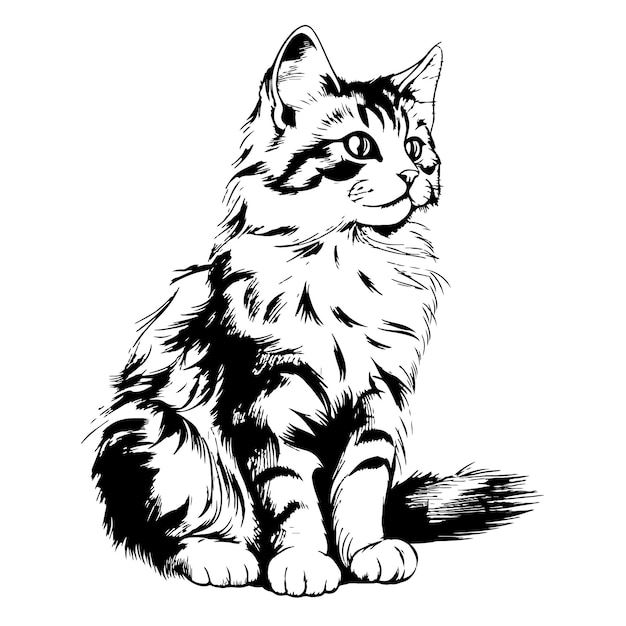A sketch of a sitting domestic cat