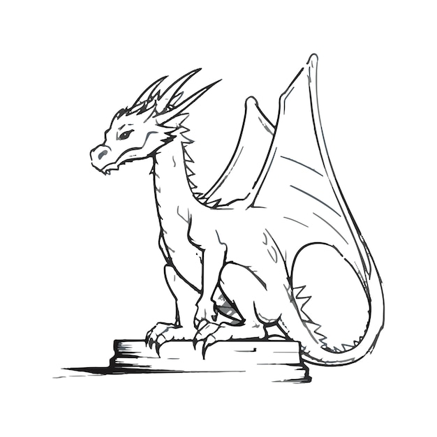 Vector sketch of a sitting dragon