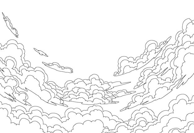 Sketch of sky clouds Morning or evening landscape with clouds Heaven skies background with lens effect