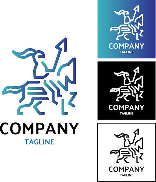 会社やビジネスのロゴに適した戦いのために馬に乗る兵士のスケッチ