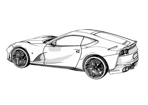 Sketch sports car fast vector