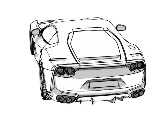 Sketch sports car fast vector