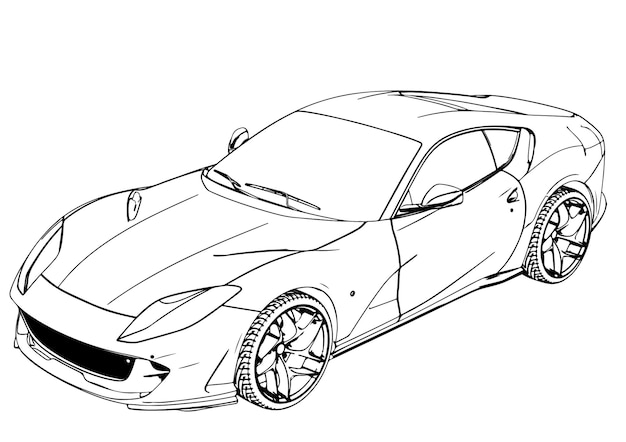 Sketch sports car fast vector