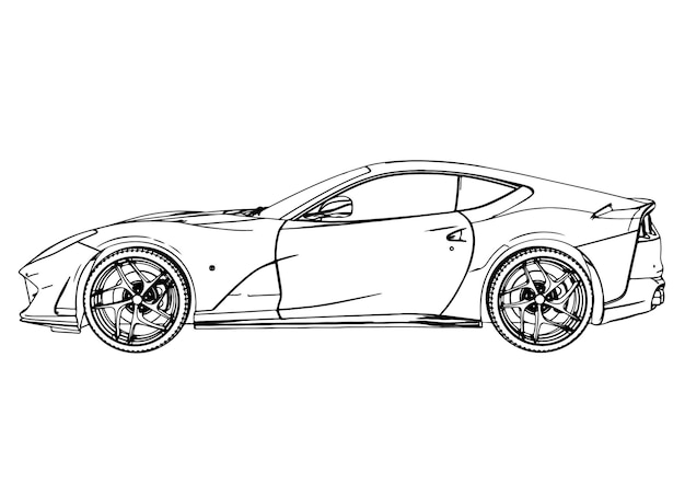 Sketch sports car fast vector