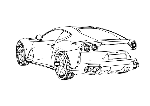 Sketch sports car fast vector