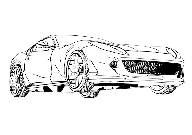 Sketch sports car fast vector