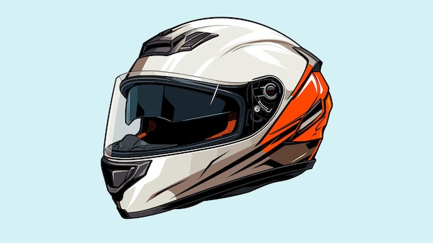 Schizzo di un casco sportivo di un motociclista su un vettore di sfondo uniforme
