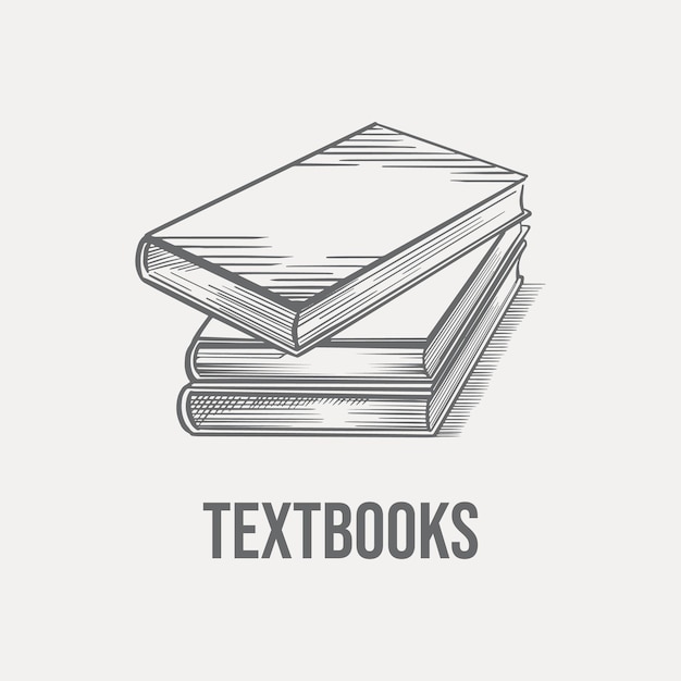 Sketch stack of textbooks drawn on a light background vector