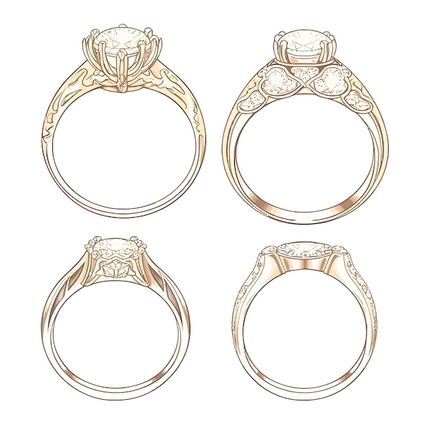 Sketch Style Solitaire Rings Whispers of Elegance