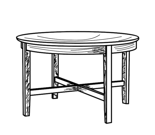 sketch of a table on a white background