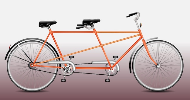 Vector sketch of tandem bicycle. ride together vintage tandem bicycle. red vintage tandem bicycle.