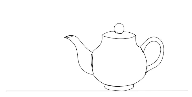 Vector sketch of a teapot line drawing on a white background vector