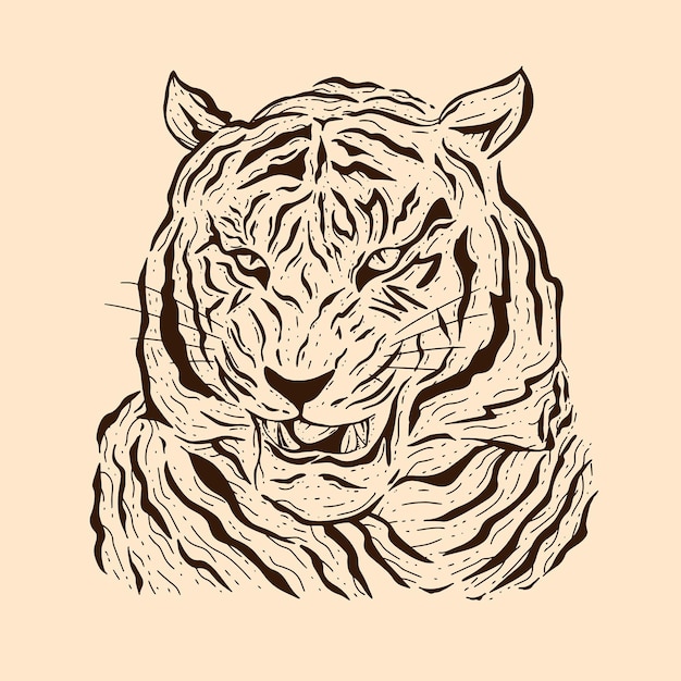 Vector sketch tiger's head hand drawn