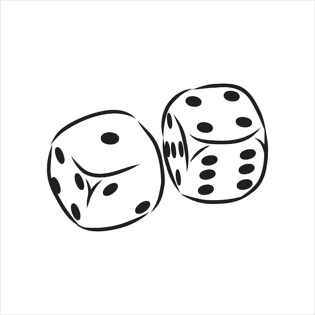 Sketch two dices game dice vector sketch