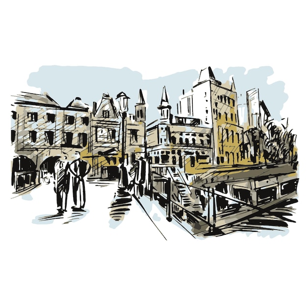 Sketch of Utrecht city in Netherlands