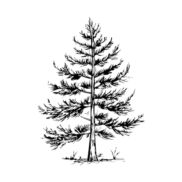 Sketch van lodgepole dennenboom in handtekening stijl