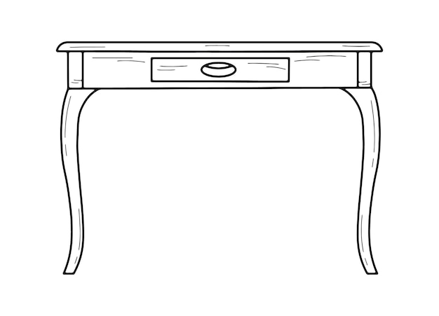 Sketch van schrijftafel met drawer geïsoleerde vector