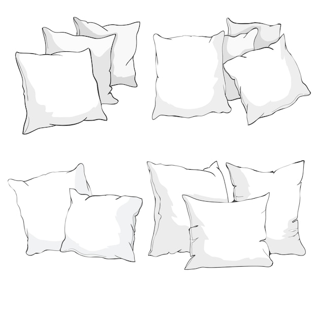 Sketch vector illustration of pillow, art, pillow isolated, white pillow, bed pillow