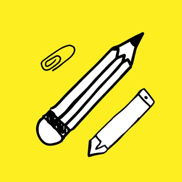 Sketch vector pencil in doodle style isolated yellow