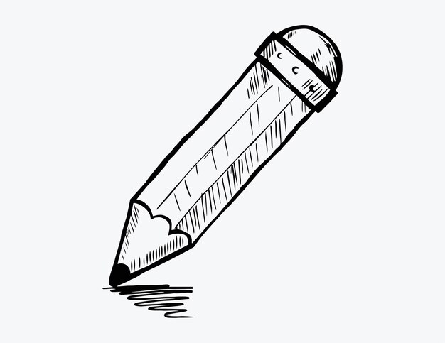 Vector sketch vector of pencil in doodle style vector illustration