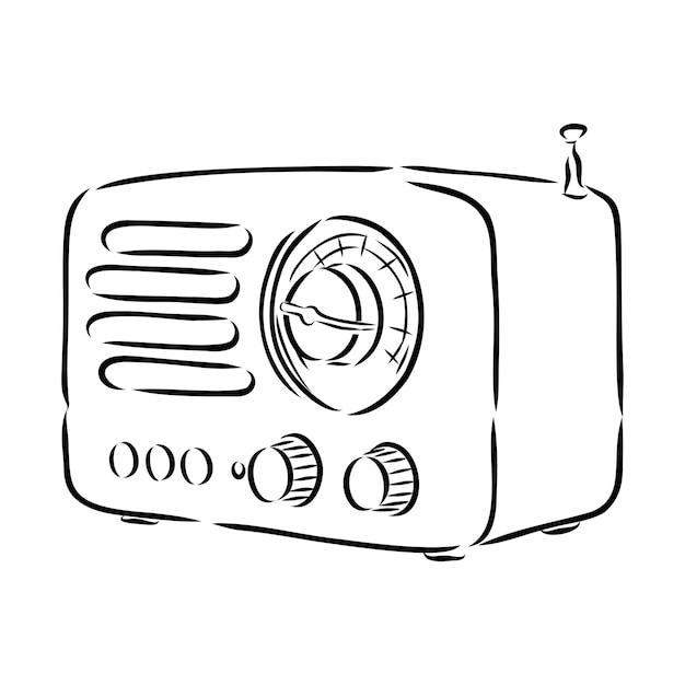 Sketch of the vintage radio receiver. vektor illustration