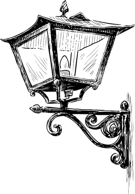 Sketch of vintage street light