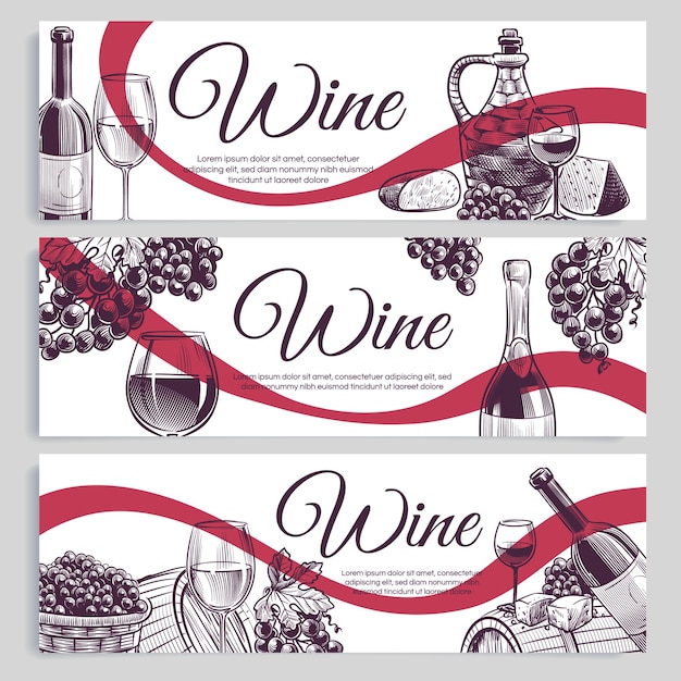 Sketch wine banners.