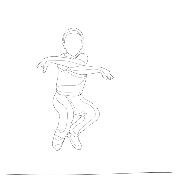 Sketch with lines a boy jumping