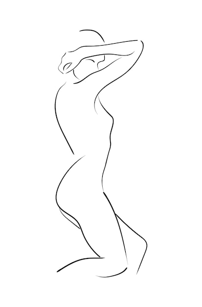 Sketch of woman body. line art. vector illustration