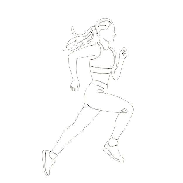 sketch of a woman running on a white background vector