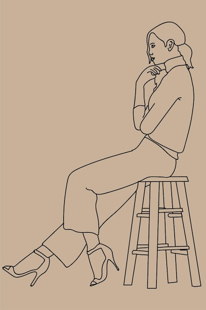 Line drawing of a male person sitting on chair and thinking. Continuous  line drawing of sitting businessman Vector Illustration. Free single line  draw Stock Vector Image & Art - Alamy