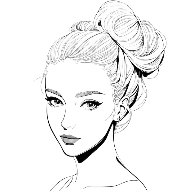 A sketch of a woman with a bun