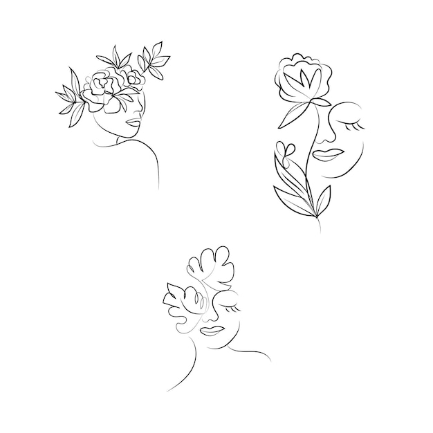 A sketch of a woman with a flower on her head