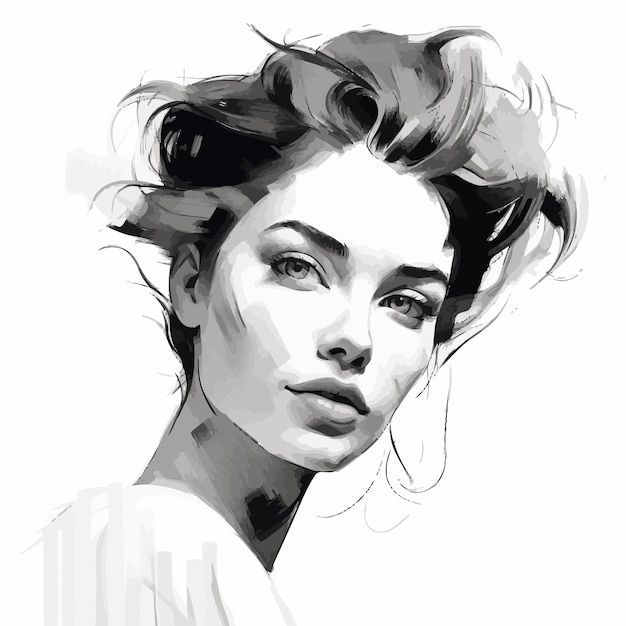 sketch woman with hair vector