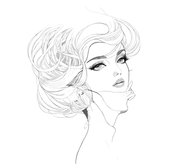 Premium Vector | A sketch of a woman with a hairdo and a big nose