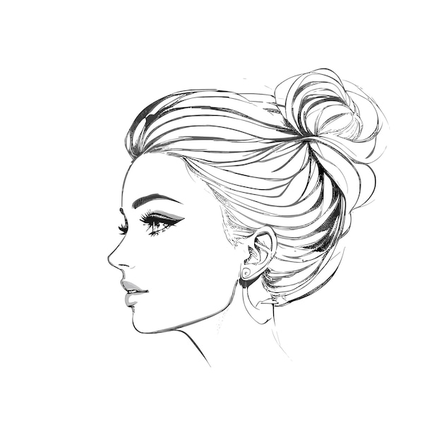 A sketch of a woman with a ponytail