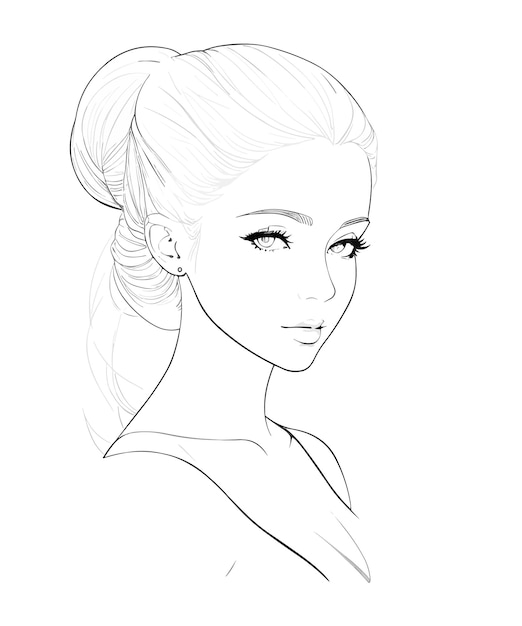 A sketch of a woman with a ponytail