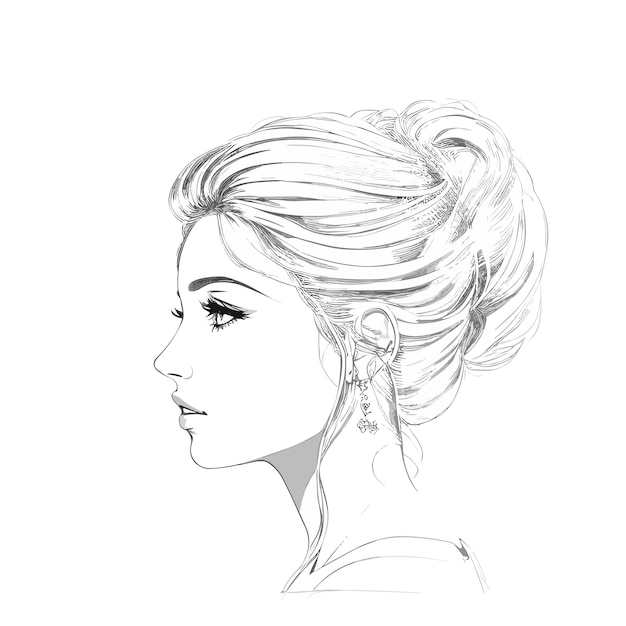 Vector a sketch of a woman with a simple hair style