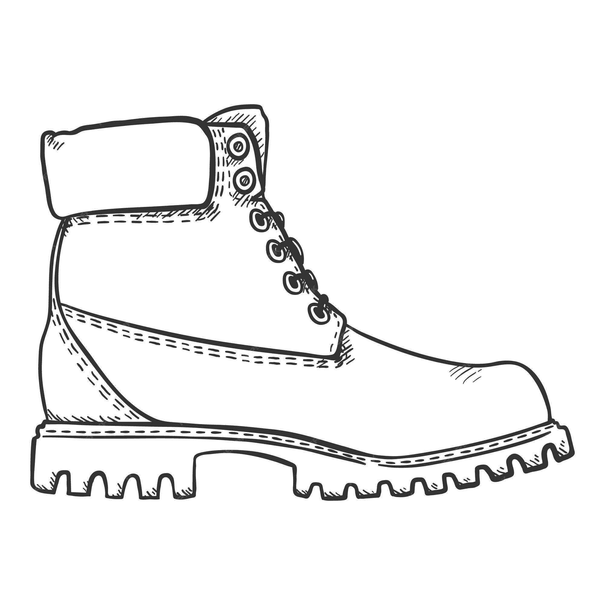 Premium Vector | Sketch work boots vector hand drawn illustration