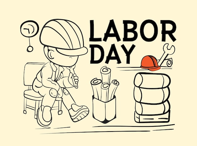 Vector sketch for world labour day1 may with grunge background vector illustration