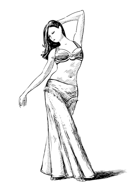 Sketch of young beautiful dancer