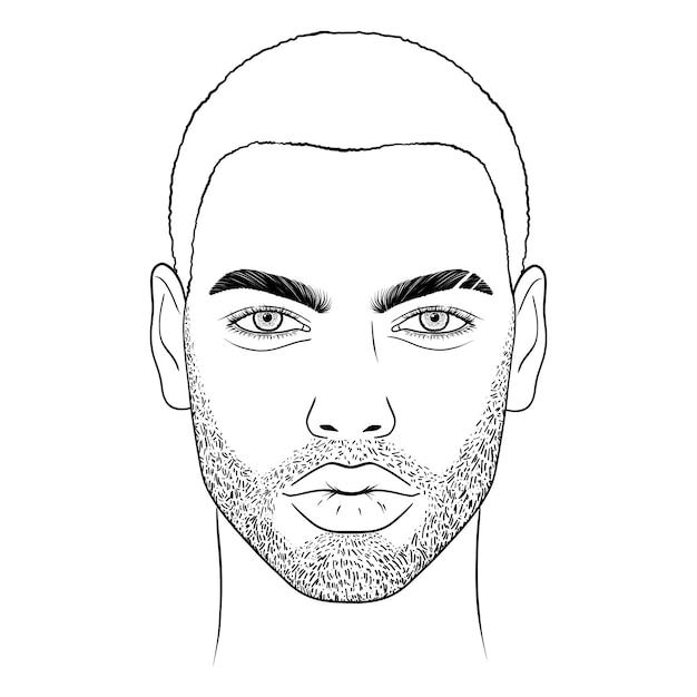 Vector sketch of young man on white background