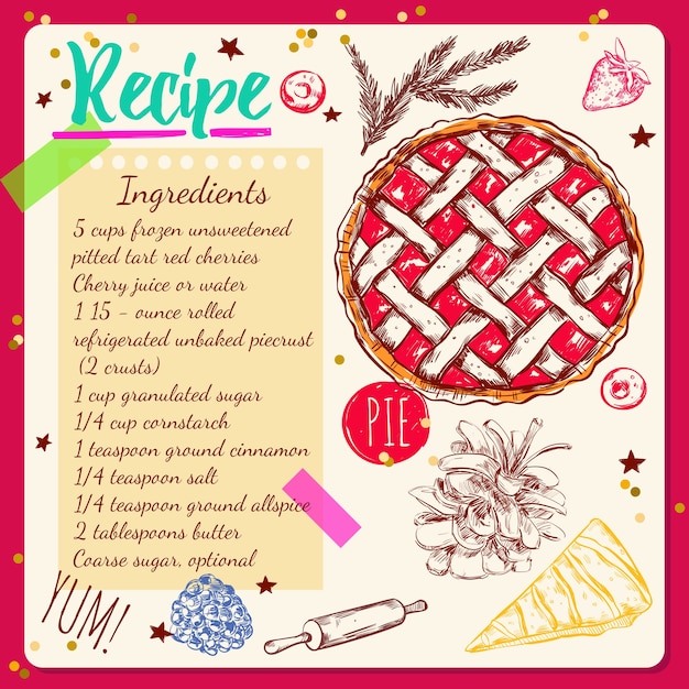 Sketchbook style recipe