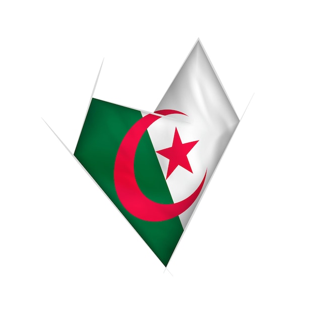 Cuore storto abbozzato con la bandiera dell'algeria