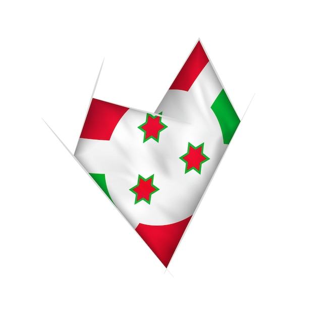 Sketched crooked heart with Burundi flag