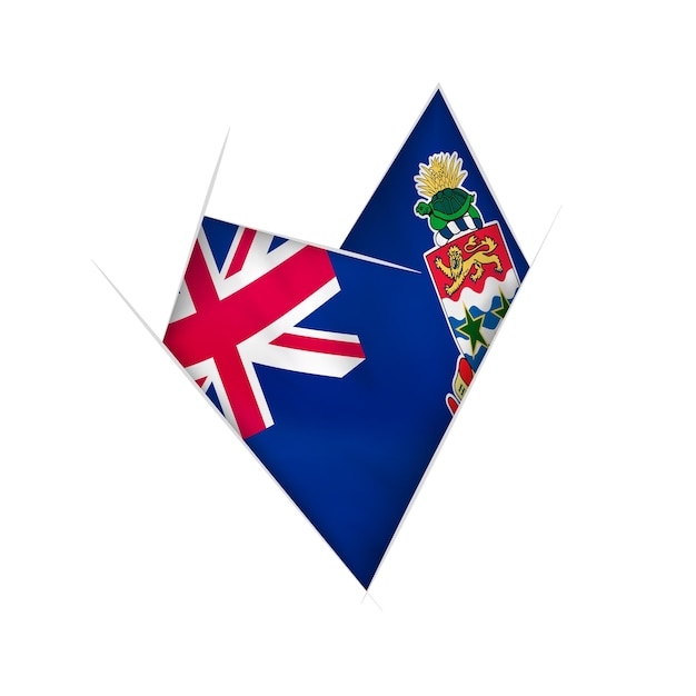 Vector sketched crooked heart with cayman islands flag