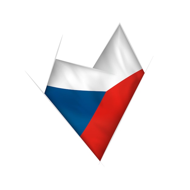 Sketched crooked heart with Czech Republic flag