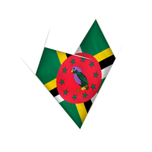 Sketched crooked heart with Dominica flag