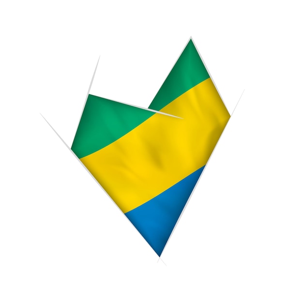 Sketched crooked heart with Gabon flag